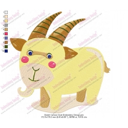 Sweet Cartoon Goat Embroidery Design